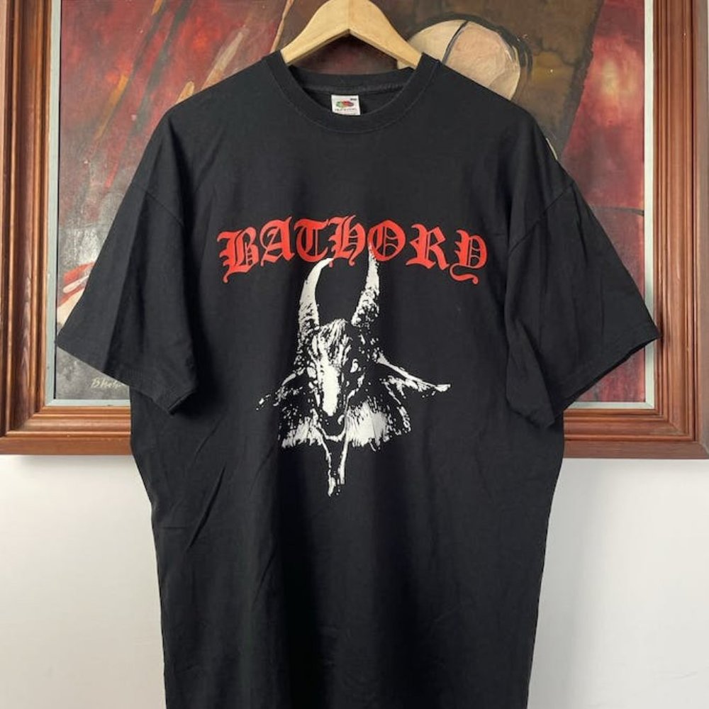 Bathory Vintage 00s Goat Rare Band Metal Two Sided Print Tee